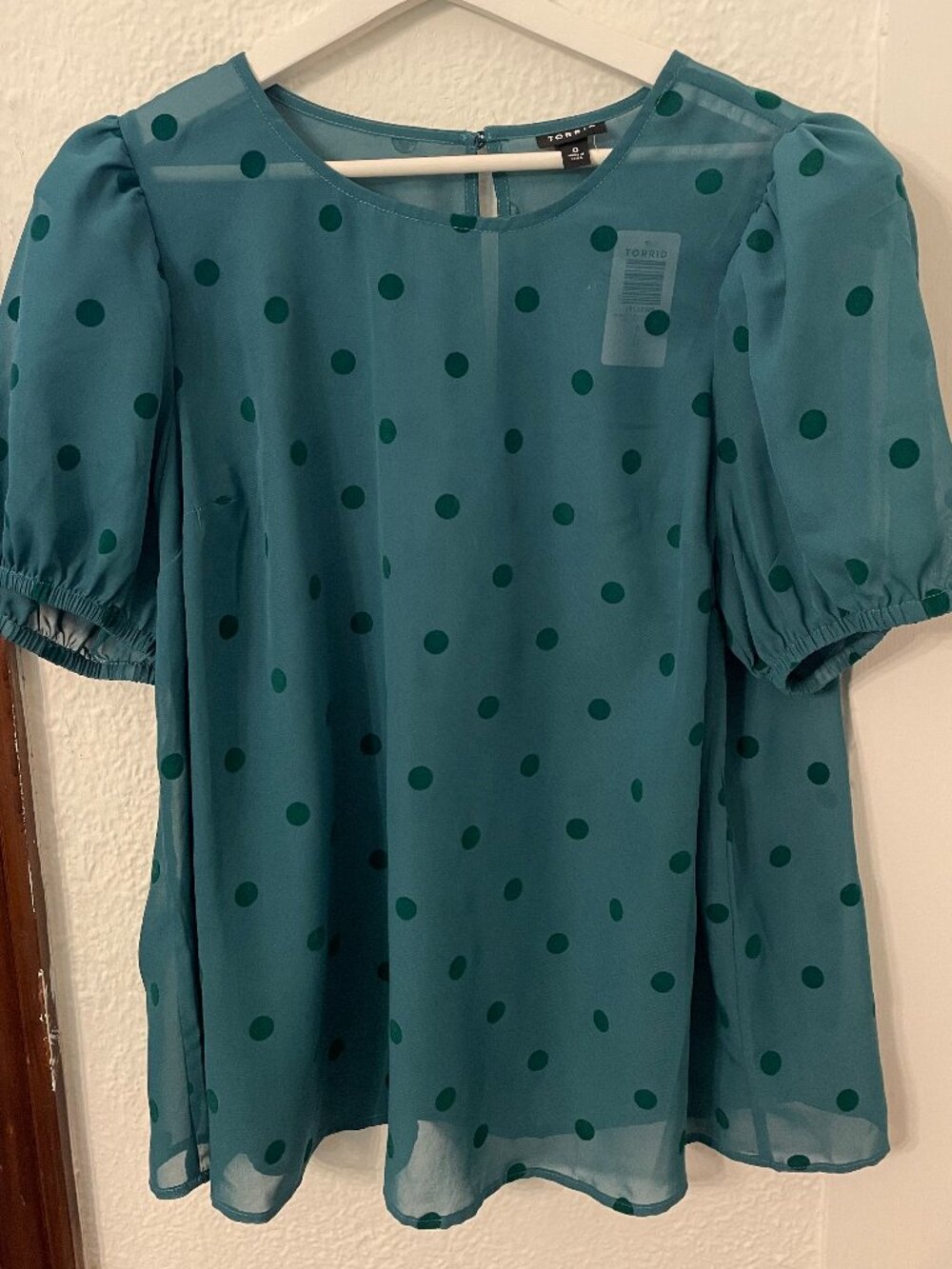 NWT Torrid Retro Style Velvet Polka Dot Blouse Sz 0X Plus Preppy Cozy Goth PinUp
